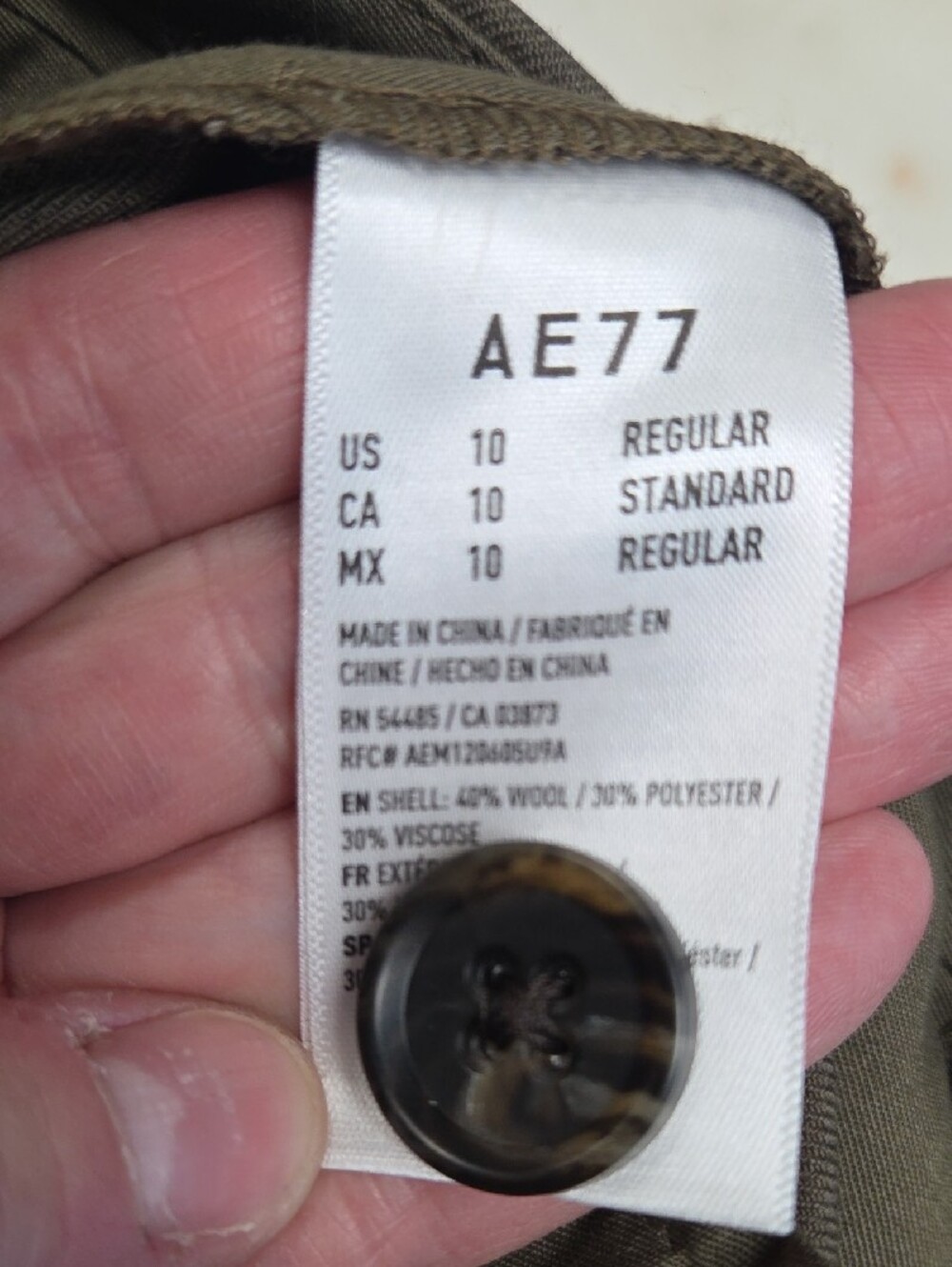 AE77 Olive Green Cargo Trousers Size 10 - Picture 6 of 7